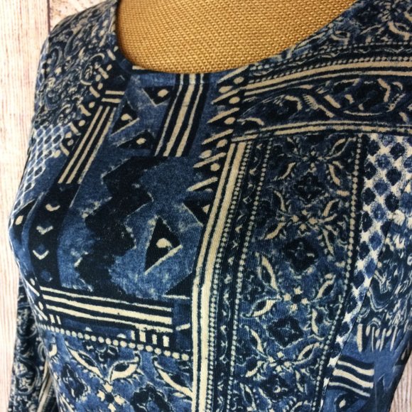 Ralph Lauren Blue Patchwork Fit & Flare Dress Sz S - Picture 4 of 7